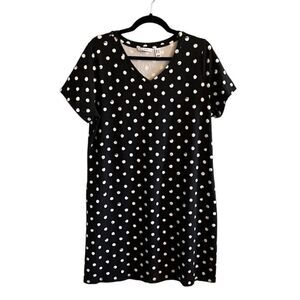 Isaac Mizrahi Women’s Large short sleeve black and white cute polka dot dress